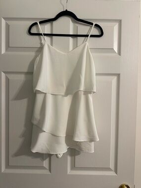 White Tiered Spaghetti-Strap Women's Top